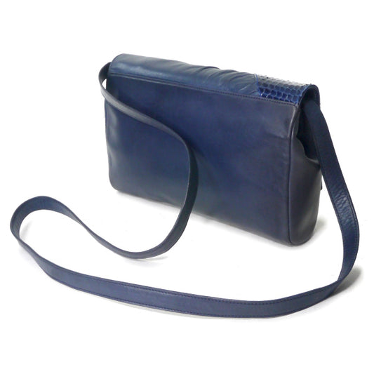 OLD Gucci パイソン×ラムスキン異素材コンビショルダー(紺)