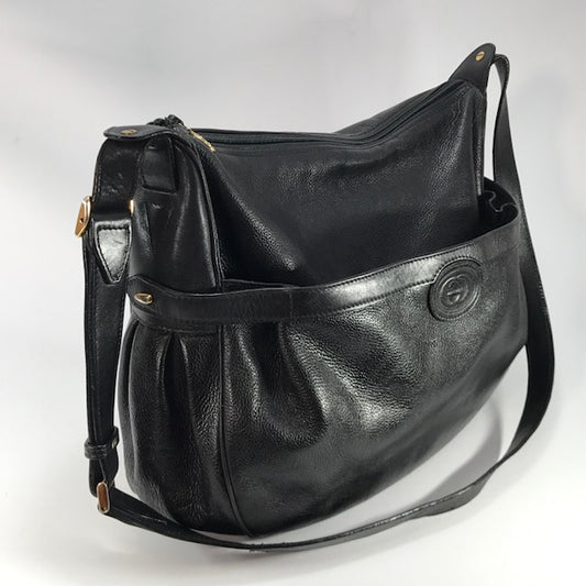 OLD Gucci シンプルGGマーク総革大型ショルダー(黒)