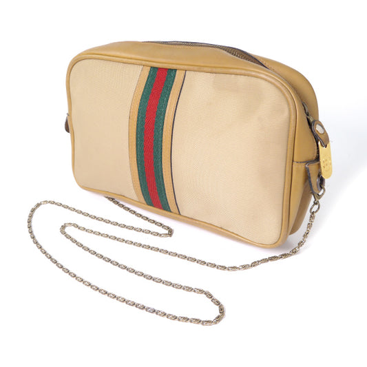 OLD Gucci チェーンクラッチ横長ショルダー(キャメル)