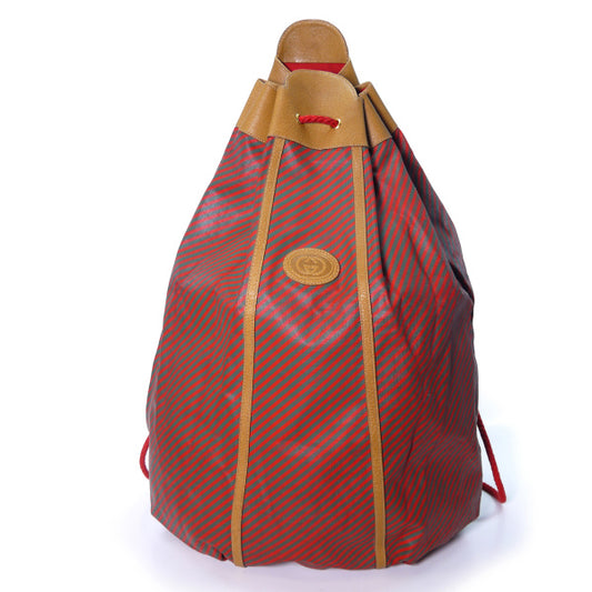OLD Gucci Rigateライン大型巾着リュック(赤)