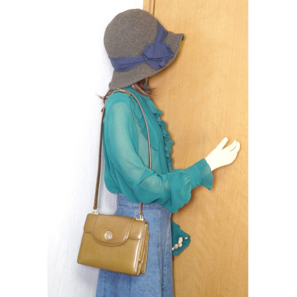 OLD Gucci 総革アコーディオン2WAYミニショルダー(キャメル)