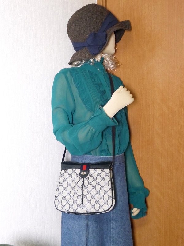 OLD Gucci ミニシェリー3層ポシェット(青)