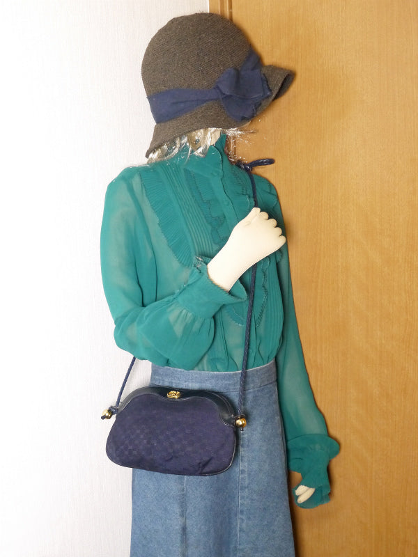 OLD Gucci マイクロGGラウンドポシェット(紺)