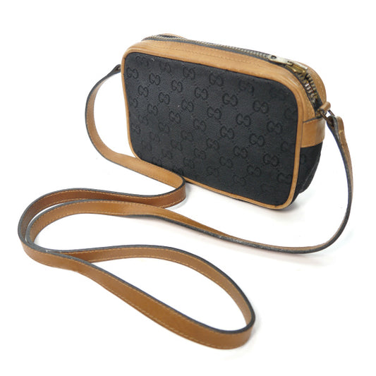 OLD Gucci 70sジャガード織ミニポシェット(黒)