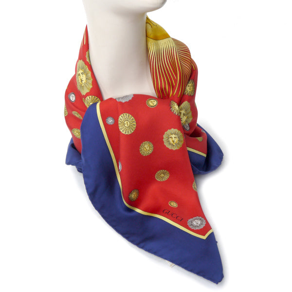 OLD Gucci 太陽神 大判シルクスカーフ(赤系 )