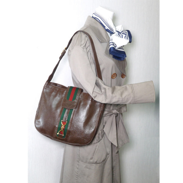 OLD Gucci 総革ビット金具×シェリーショルダー(濃茶)