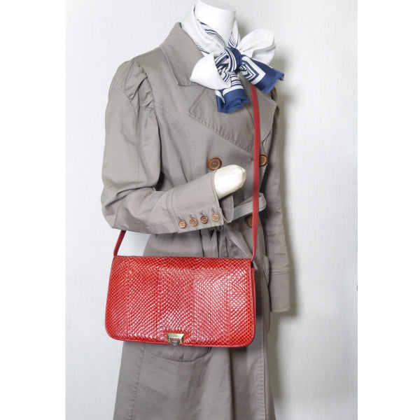 OLD Gucci パイソン2WAYクラッチショルダー(赤)