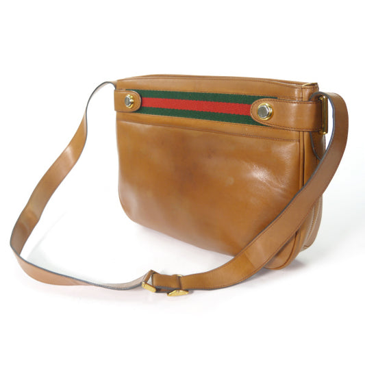 OLD Gucci 総革シェリー斜めがけショルダー(キャメル)