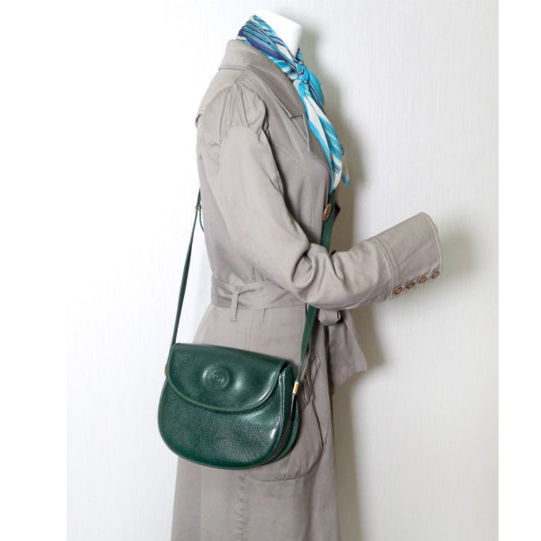 OLD Gucci 総革ラウンドポシェット(深緑)