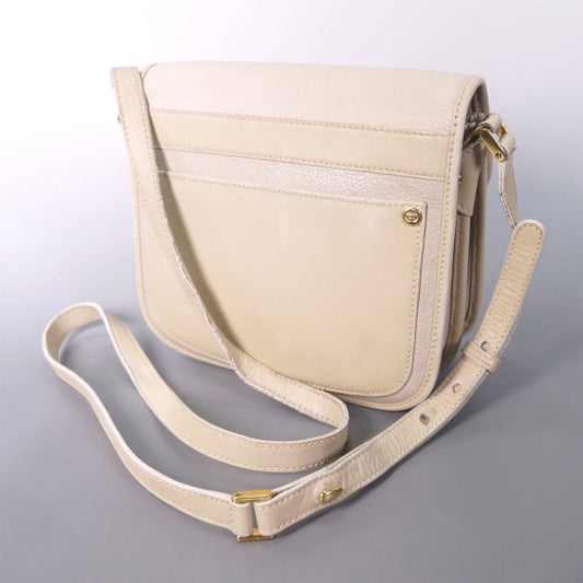 OLD Gucci ビット金具 型押しレザーショルダー(アイボリー)