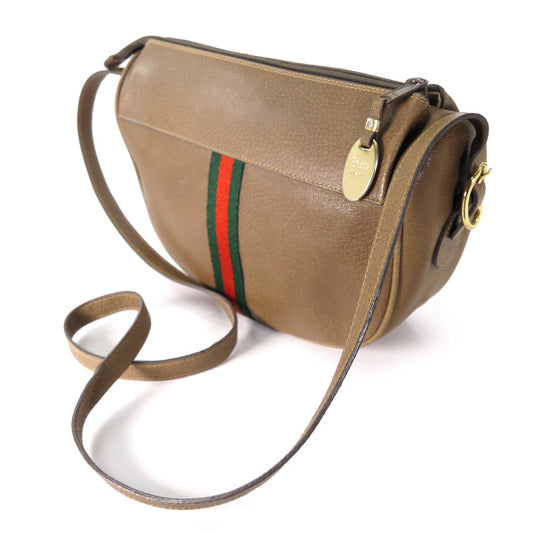 OLD Gucci 半円シェリー総革ショルダー(茶)