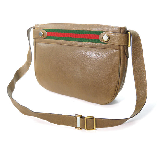 OLD Gucci 総革シェリー斜めがけショルダー(茶)