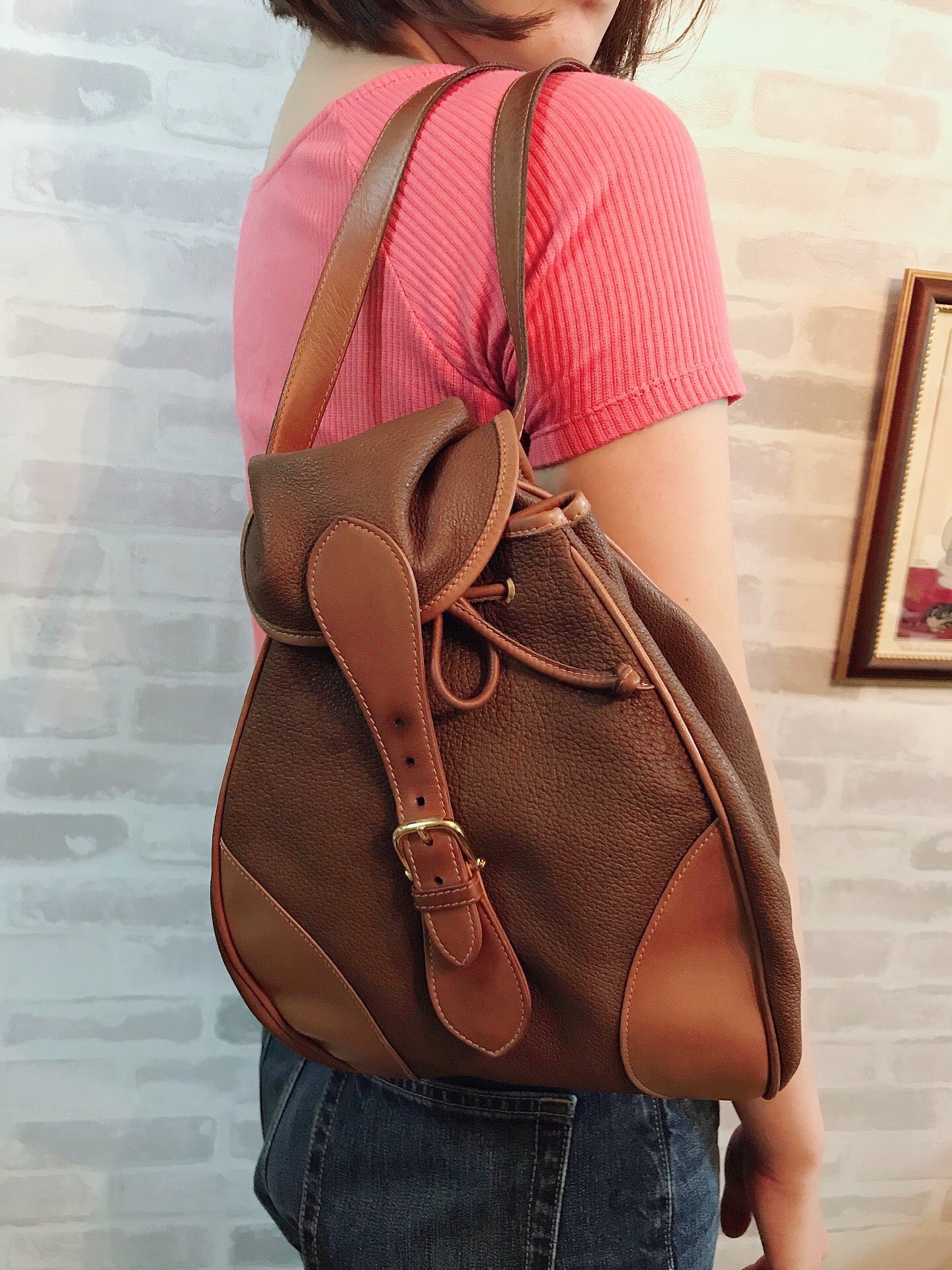 OLD Gucci どんぐり型 総革2WAYリュック&ショルダー(茶)