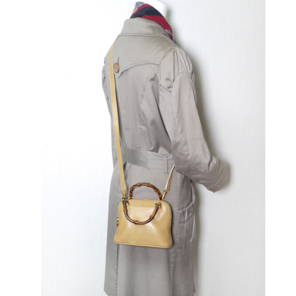 OLD Gucci バンブー総革2WAYミニバッグ(ライトキャメル)