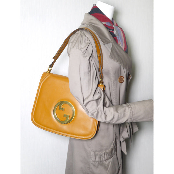 OLD Gucci レア!インターロッキングショルダー(オレンジキャメル)