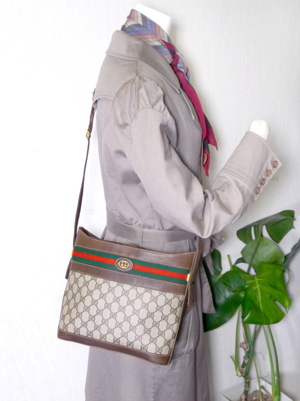 OLD Gucci バケツ型シェリーショルダー(茶)