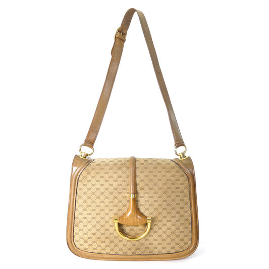 OLD Gucci ウッド×ビット マイクロGGショルダー(茶)