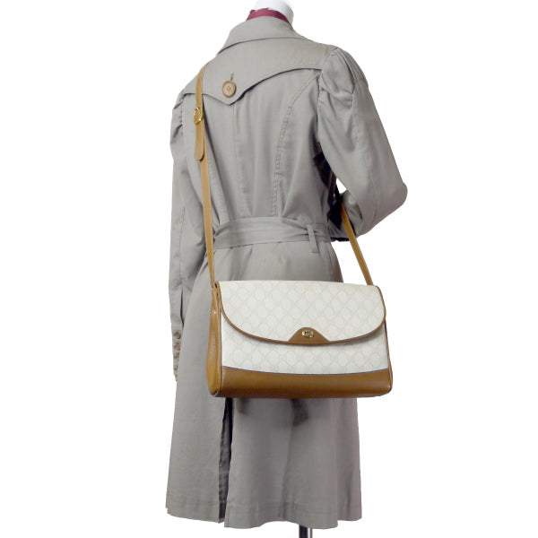 H様専用 OLD Gucci 2層式GG柄斜めがけショルダーバッグ(オフホワイト/茶)