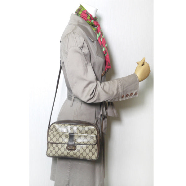 OLD Gucci 70s筆記体ロゴ金具ショルダ−バッグ(茶)