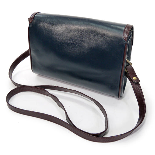 OLD Gucci バイカラー総革2WAYバッグ(ボルドー×紺)