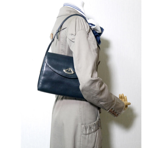 OLD Gucci 総革レアG金具2WAYショルダー(濃紺)