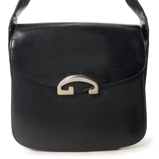 OLD Gucci スクエア総革G金具ショルダ−(黒)