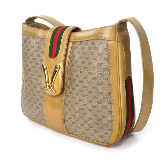 OLD Gucci 80sブーツマーク金具マイクロGGショルダー(キャメル)