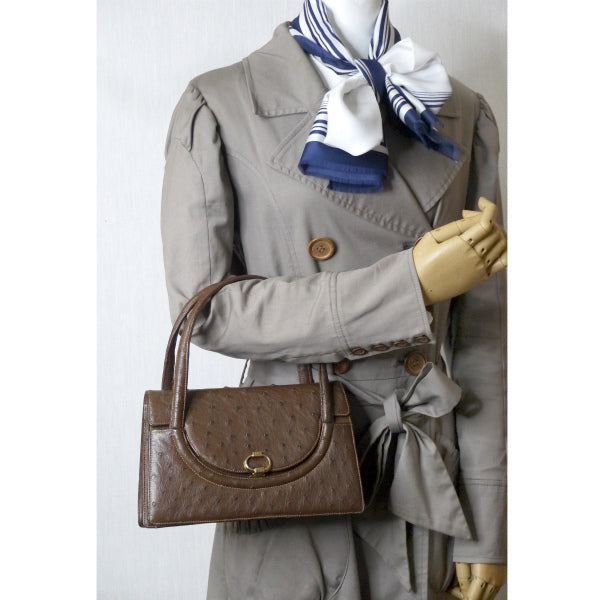 OLD Gucci 60s!オーストリッチ ミニハンドバッグ(茶)