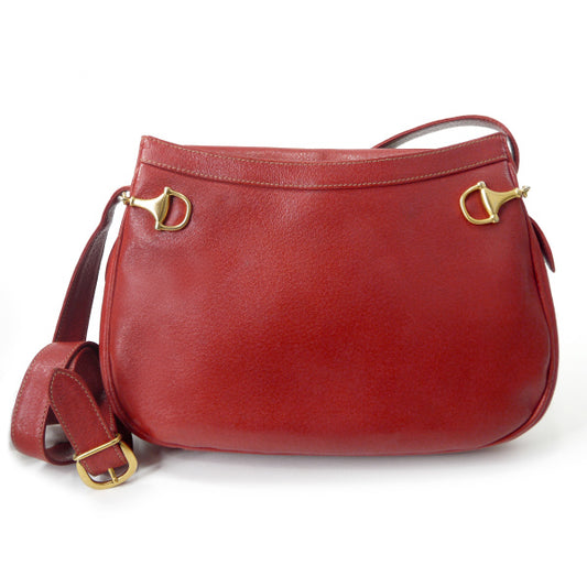 OLD Gucci ピグスキン ビット金具半円ショルダー(赤)