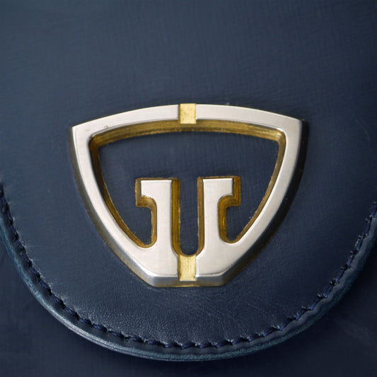 OLD Gucci 70sトライアングルGG総革2WAYショルダー(紺)