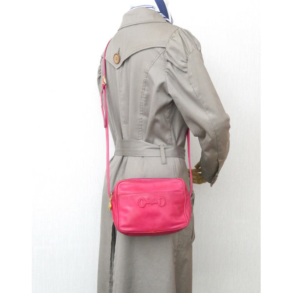 OLD Gucci レア!ビットステッチ総革ポシェット(ピンク)