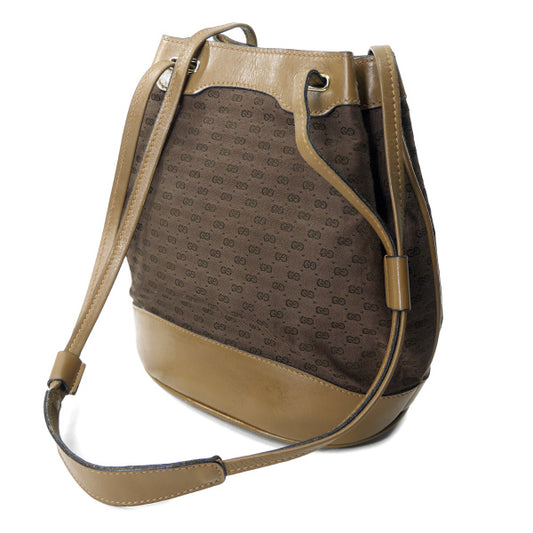 OLD Gucci 筆記体ロゴ巾着型マイクロGGショルダー(茶)