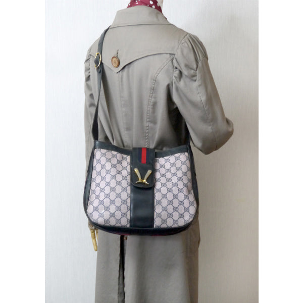 OLD Gucci 激レア!!ブーツマーク金具ショルダー(青/薄ピンク)