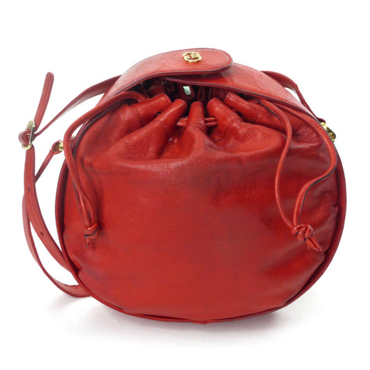 OLD Gucci レア!!巾着レザー丸型ミニショルダー(赤)