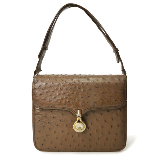 OLD Gucci オーストリッチ2WAYショルダー(茶)