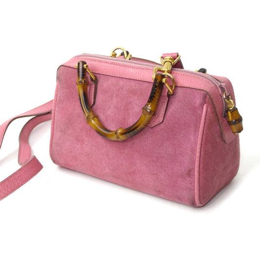 OLD Gucci レア!!バンブー×スエード2WAYミニボストン(ピンク)