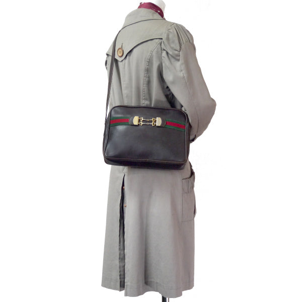 OLD Gucci レア!!ビット金具×シェリー総革ショルダー(濃茶)