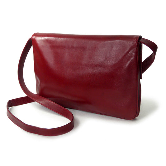 OLD Gucci クロコ×革コンビ2WAYドレープバッグ (深赤)