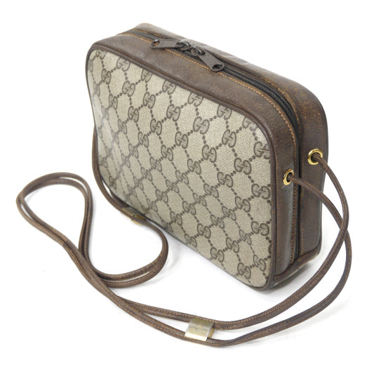 OLD Gucci GG柄ベルトデザインWショルダー(茶)