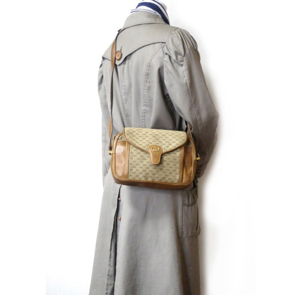 OLD Gucci マイクロGG フラップショルダー(茶)