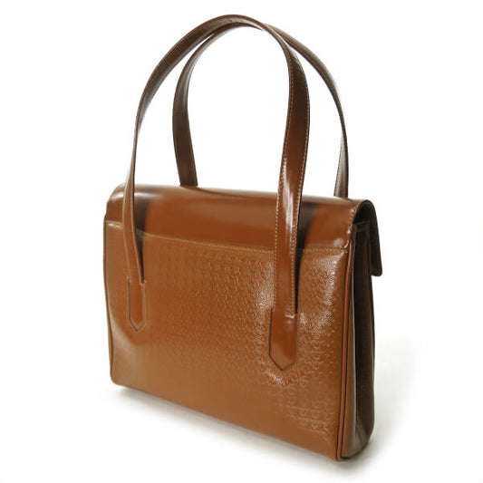 OLD Gucci 総革パテントGG型押しハンドバッグ(茶)