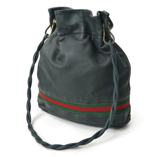 OLD Gucci シェリー巾着ラム革ショルダー(黒)
