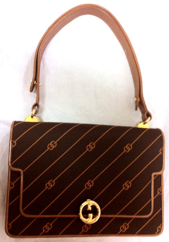 OLD Gucci 2Way小型ハンドバッグ(茶マイクロCG)