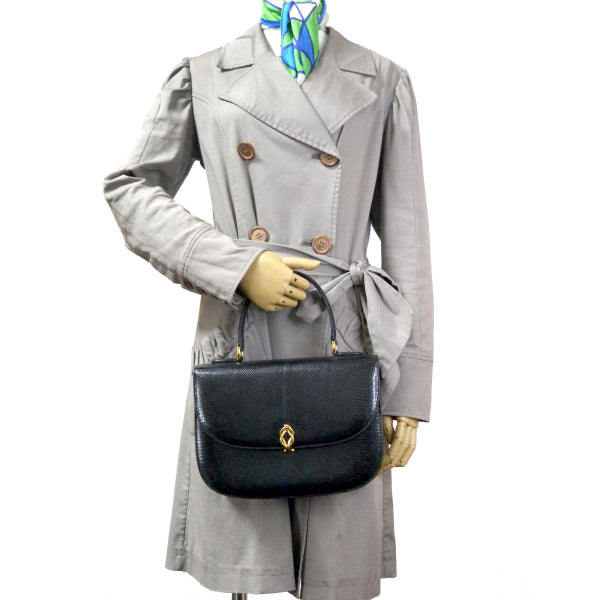 OLD Gucci 極美品!!リザード ハンドバッグ(黒)