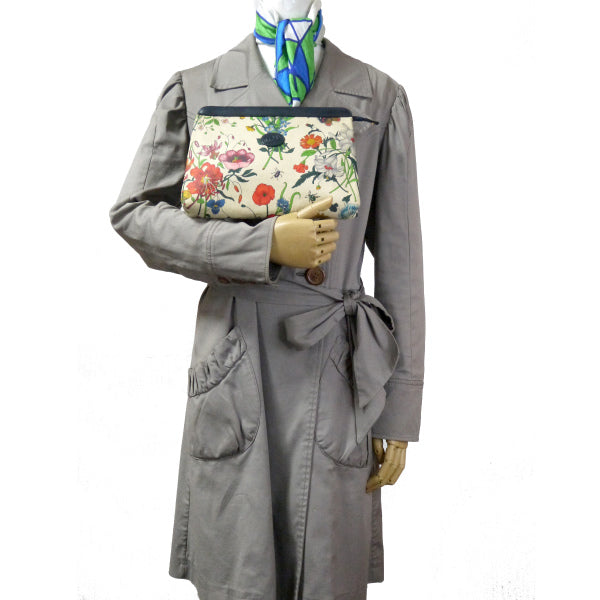 OLD Gucci フローラ クラッチポーチ(紺)