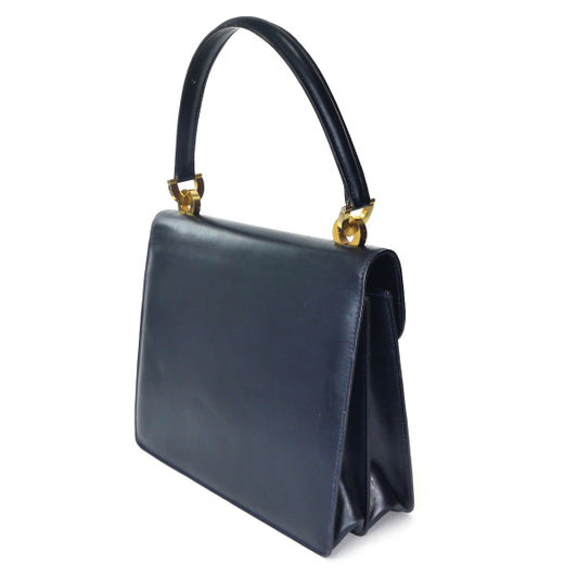 OLD Gucci 総革GGターンロック高級ハンドバッグ(濃紺)