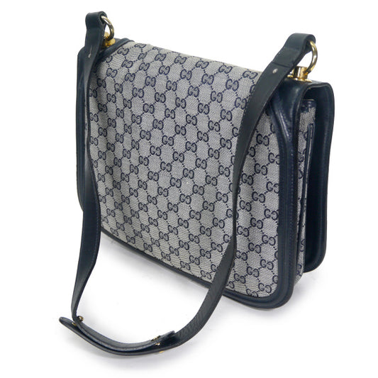 OLD Gucci 代表作!70sインターロッキングGショルダー(青/ジャガード)