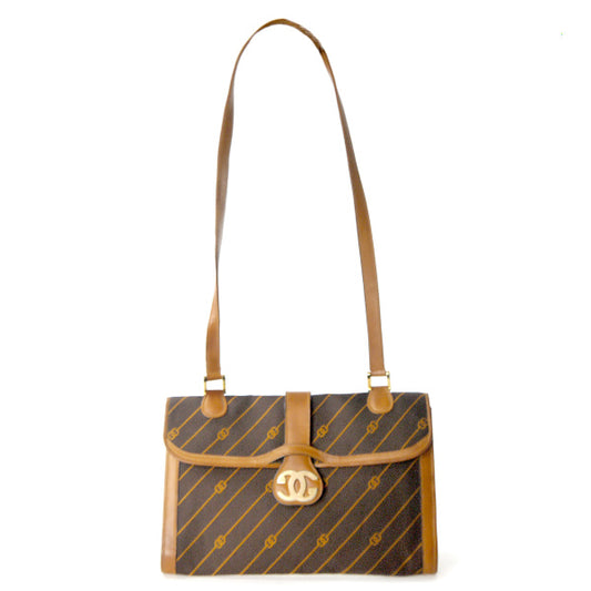 OLD Gucci レア!!流れ星柄スクエアショルダー(茶)