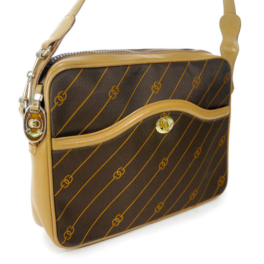 OLD Gucci レア!!流れ星柄ターンロックショルダー(茶)