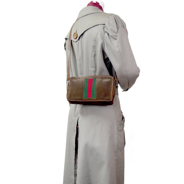 OLD Gucci シェリースエードミニショルダー(茶)